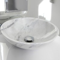 Умывальник накладной Lautus Mira 400x400x140 white marble